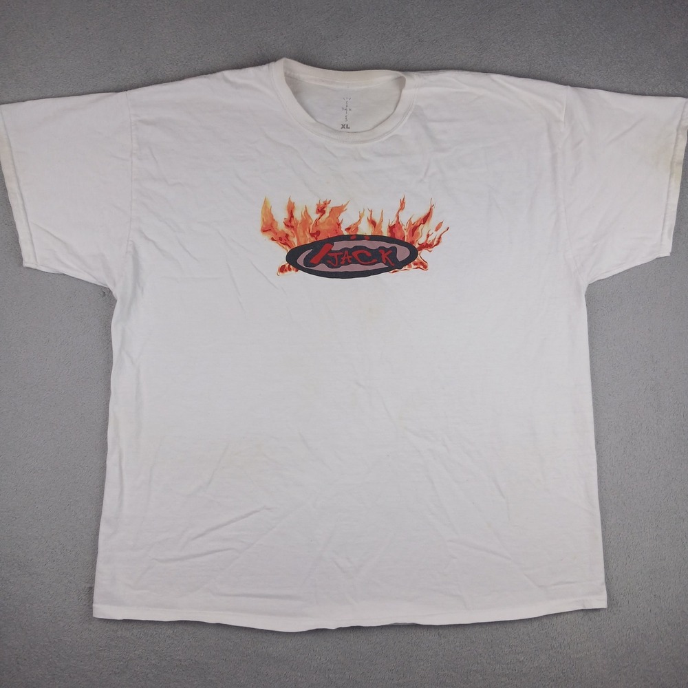 Cactus Jack T Shirt Mens XL White Flame Graphic Travis Scott Merch Short Sleeve